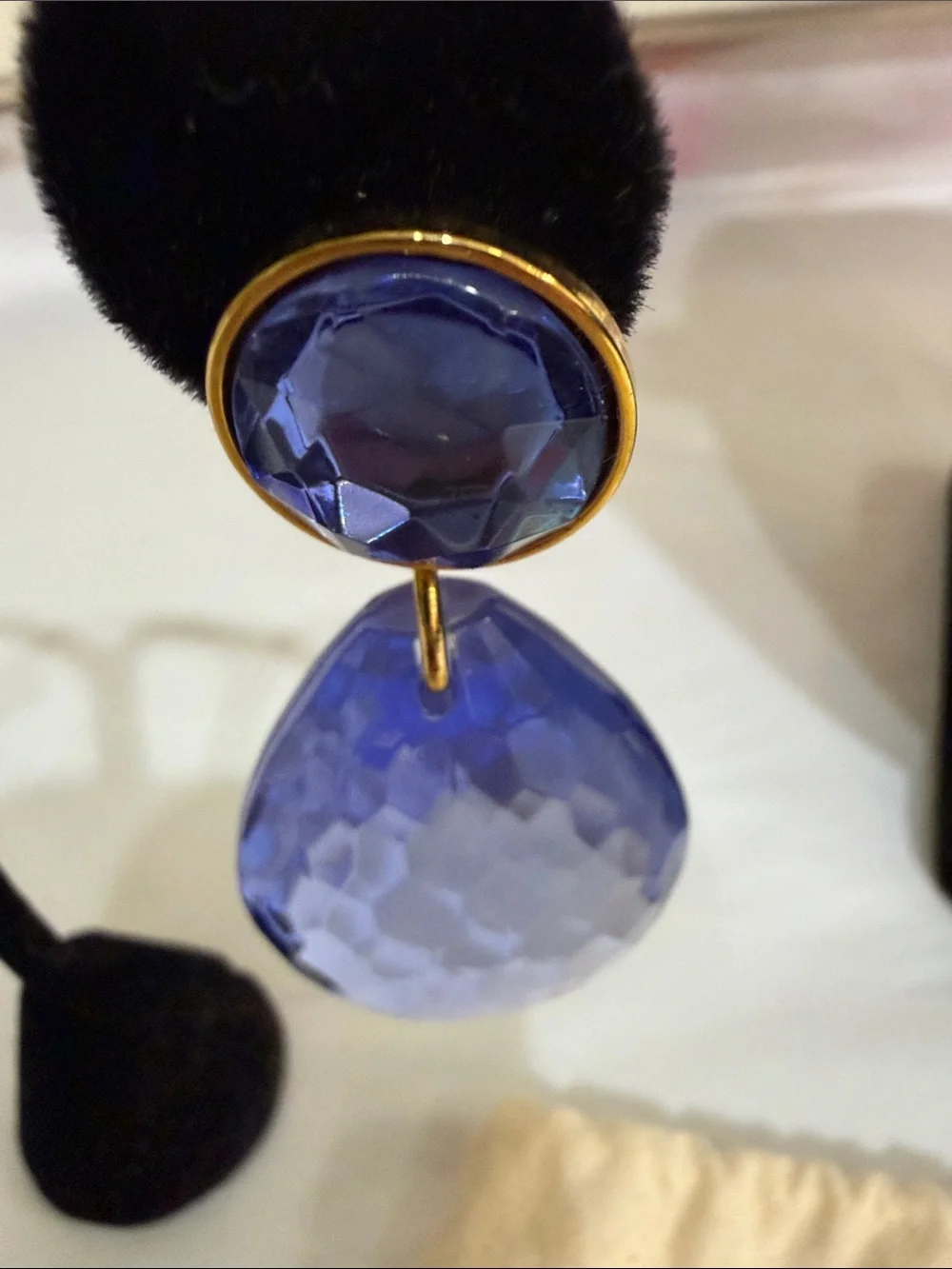 J. Crew Blue Faceted Teardrop Crystal Necklace with Matching Earrings